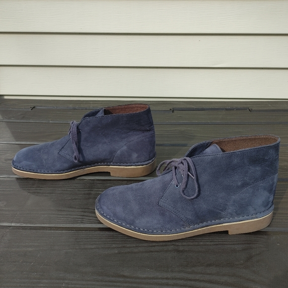 Clarks Bushacre 2 Navy Blue Suede Chukka Boots - Picture 5 of 9